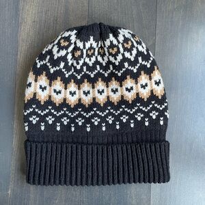 LOFT Women’s Black, Tan and White Knit Beanie